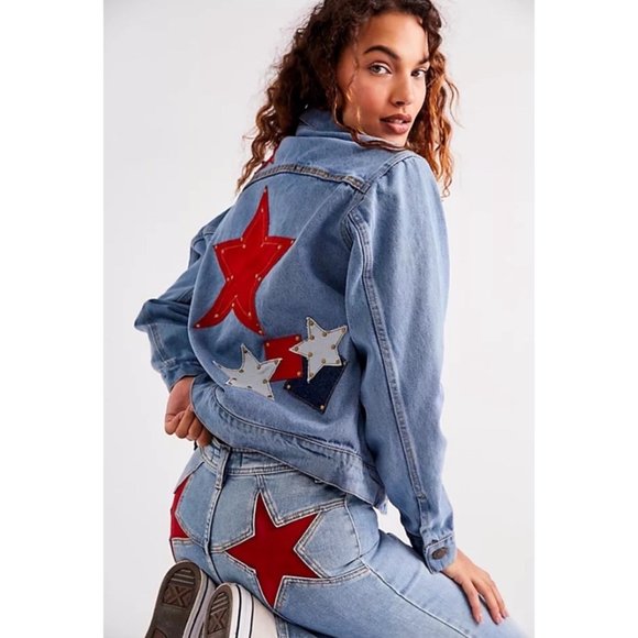 Free People x Understated Leather Lone Star Blue Denim Jacket - Picture 5 of 15